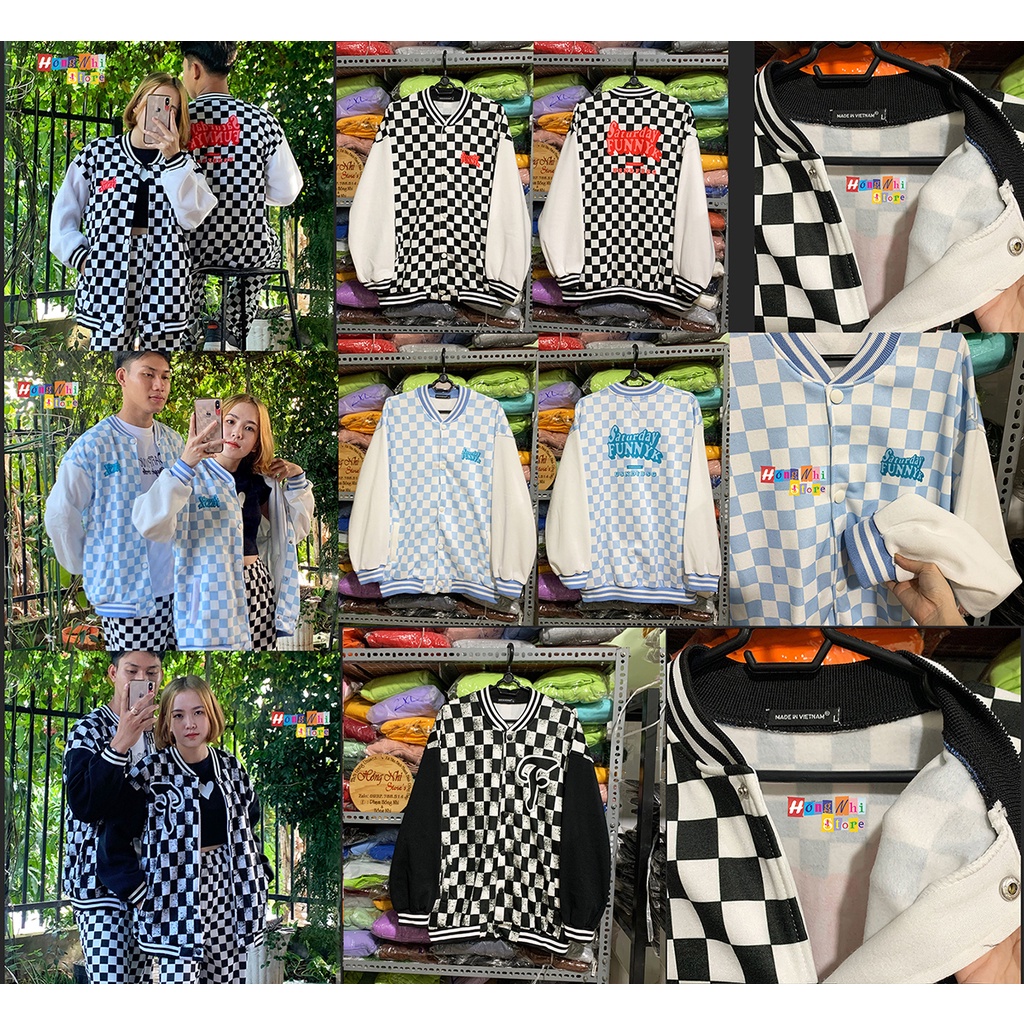 Áo Khoác Bomber Caro Satarday Funuyk Ulzzang Unisex Dáng Rộng Nam Nữ - MM