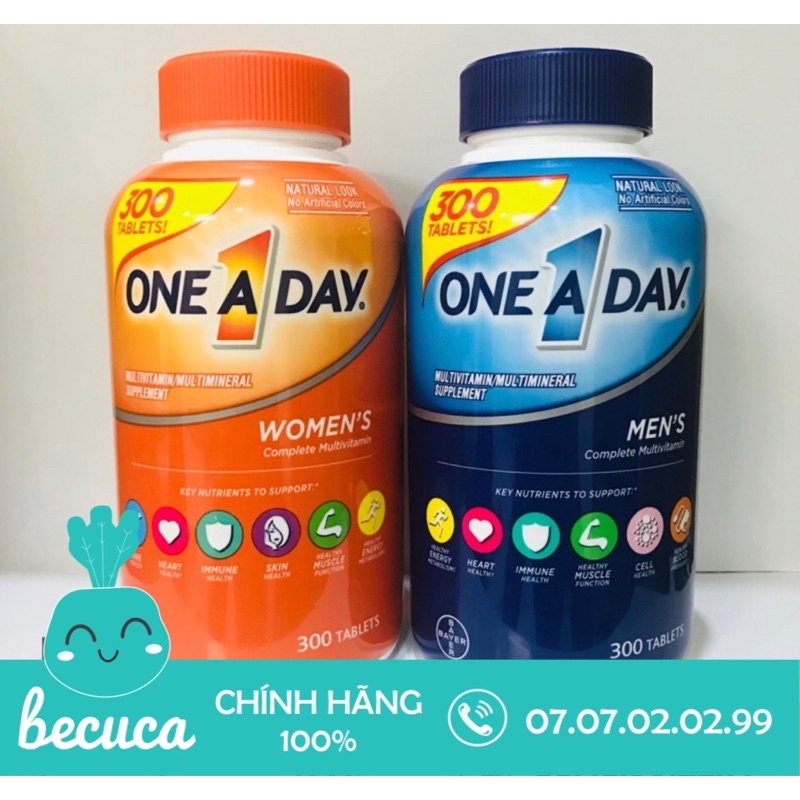 Viên Uống Mỹ Vitamin Tổng Hợp ONE A DAY Multivitamin MEN / WOMEN Cho Nam / Nữ Dưới 50 Tuổi 300 Viên