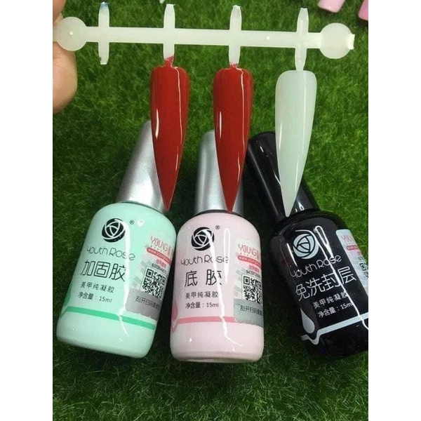 Base top hoa hồng Youth Rose chính hãng - gel liên kết, top phủ bóng, cứng móng chuyên dụng cho dân làm móng