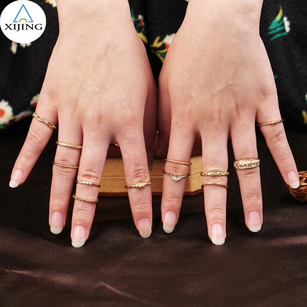 Set 12 nhẫn đeo tay phong cách vintage cho nữ