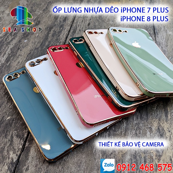 [ĐỘ iP12] Ốp lưng iPhone 8, 8 Plus - Nhựa dẻo -- VIỀN BÓNG - khoét lỗ bảo vệ Camera - Thiết kế viền vuông giống iP12