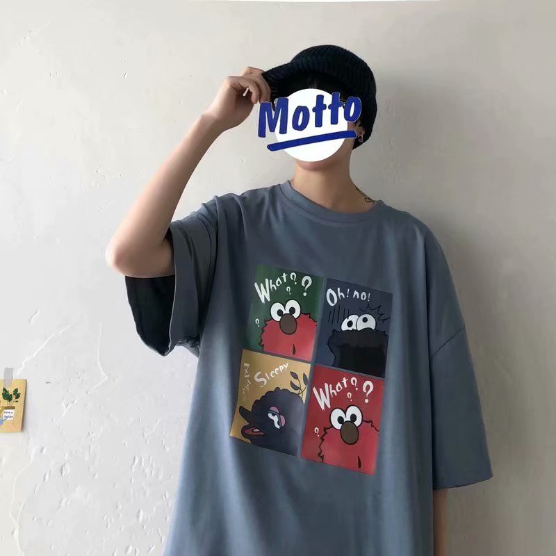 [Mã FAMAYMA giảm 10K đơn 50K] Áo thun tay ngắn dáng rộng họa thời trang cho nam size S-5XL