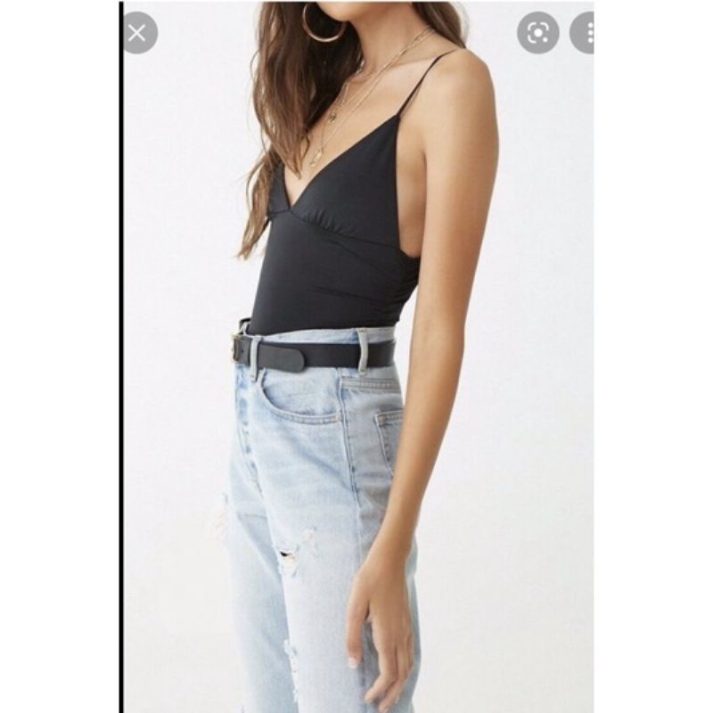 Áo crop top bralette đen f21 VNXK croptop hai dây cổ V sexy hở lưng xuất khẩu dư xịn