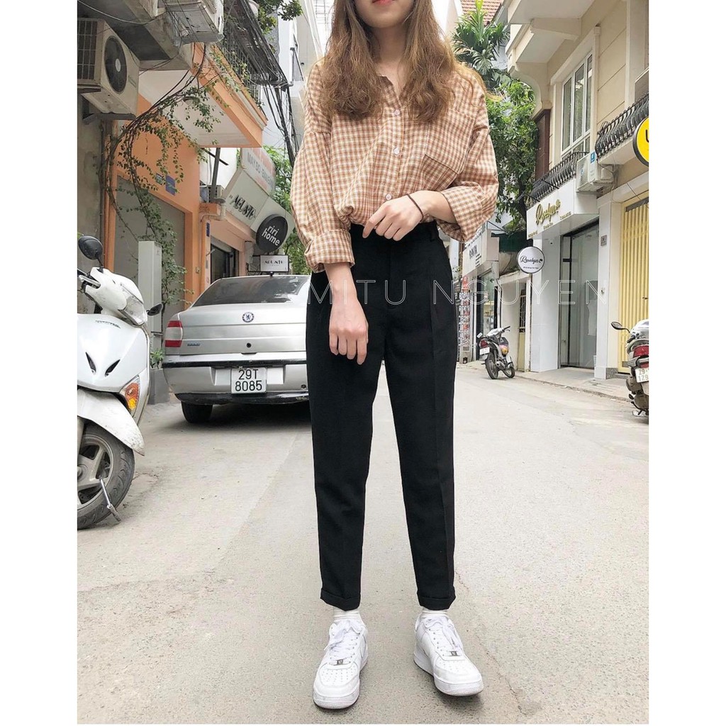 Quần baggy tây công sở bassic, quần mặc đi làm, đi chơi chất vải form đẹp