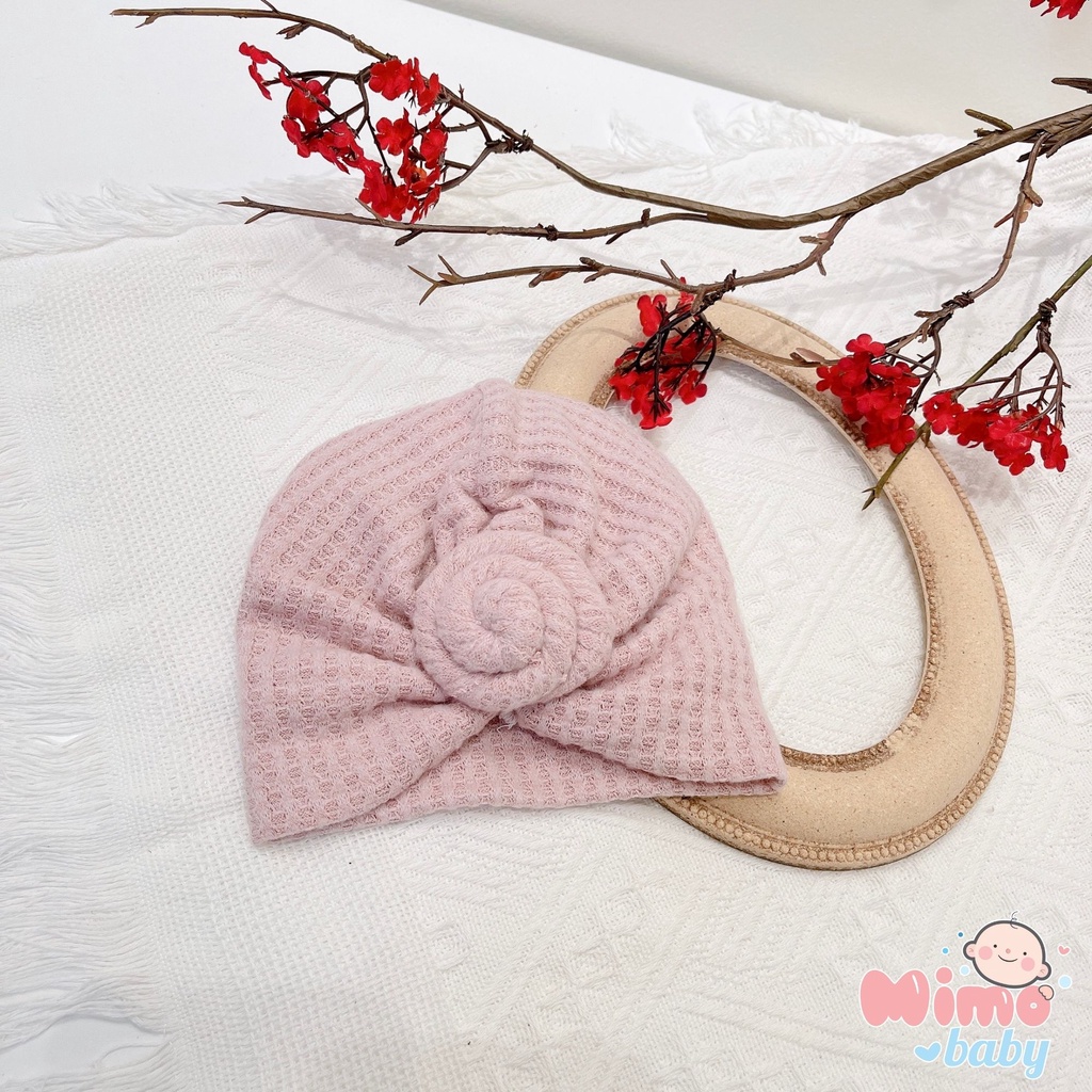 Mũ nón turban nơ hồng đáng yêu cho bé 5-10kg Mimo Baby MTB69