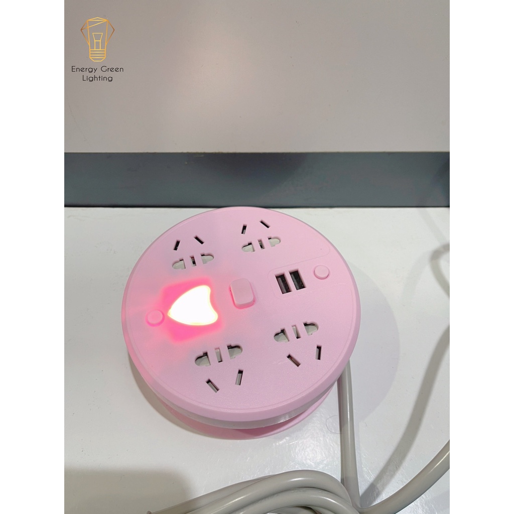 Ổ Cắm Điện Thông Minh Energy Green Lighting   OD-815 - Cuộn Dây Gọn Gàng - Tích Hợp Đèn Led - Dây Điện Dài 2m8