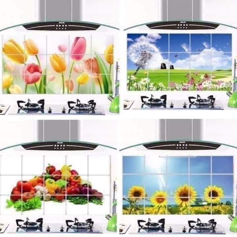 Giấy dán bếp 3d ,tranh dán trang trí  bếp chống nhiệt chống thấm nước ,dầu mỡ nhiều màu ,giao mẫu ngẫu nhiên
