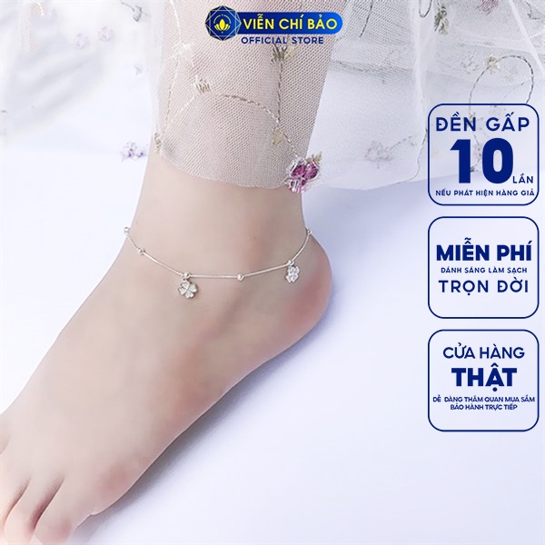 Lắc chân bạc nữ cỏ 4 lá chất liệu bạc S925 thời trang phụ kiện trang sức nữ thương hiệu Viễn Chí Bảo L400650