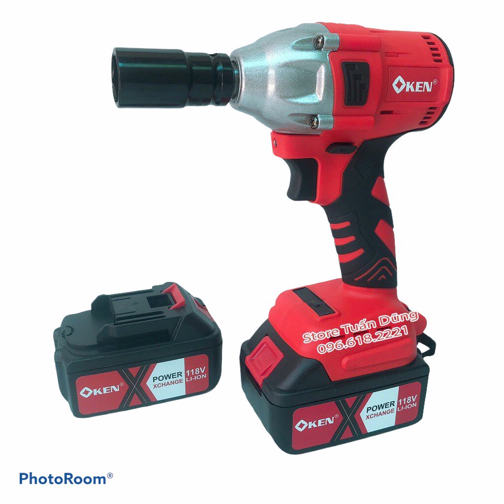 Máy siết bulong Ken 118v, 2 pin, đầu 2 trong 1, 100% dây đồng, không chổi than, tặng đầu chuyển vít