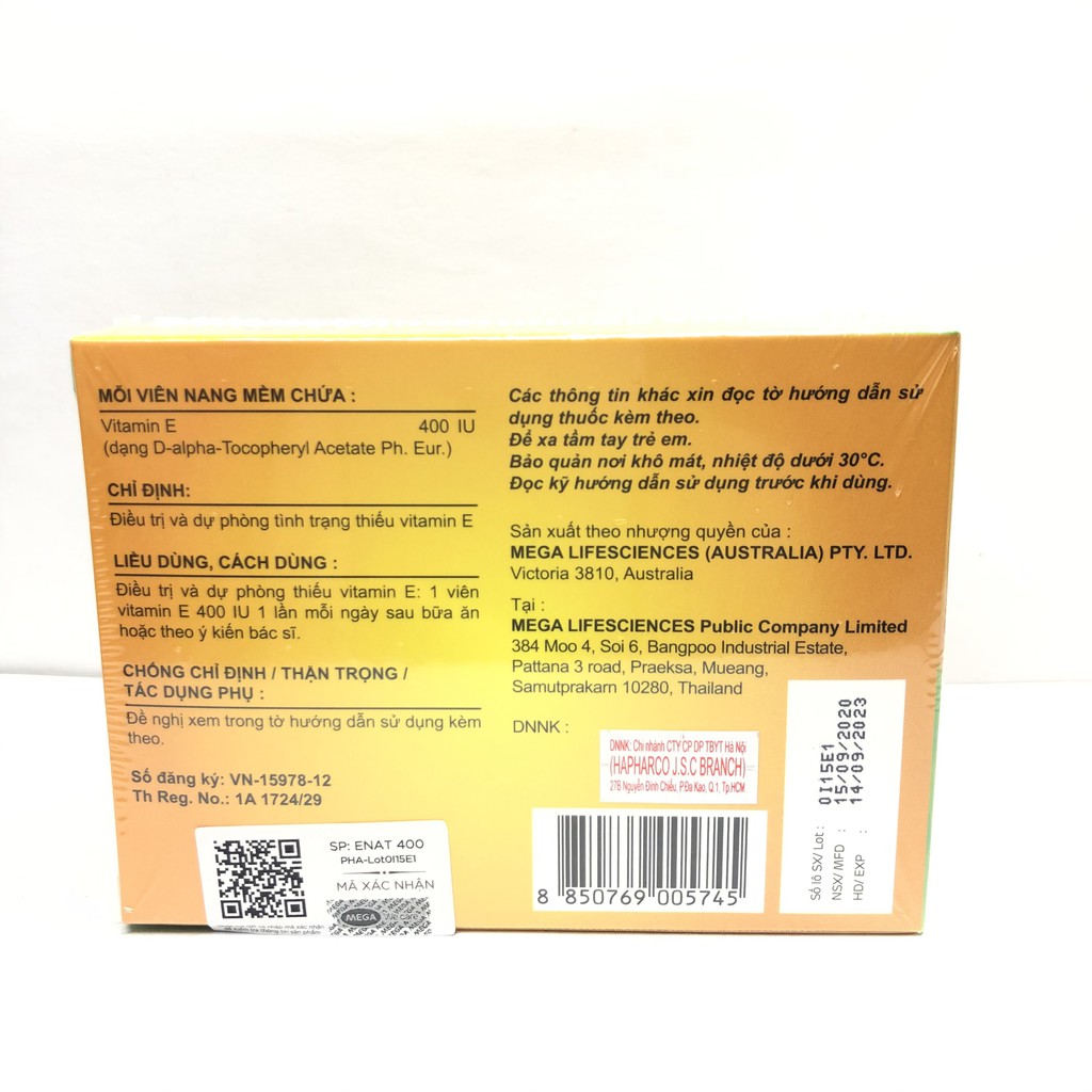 ENAT 400 Bổ sung Vitamin E hộp 30 viên