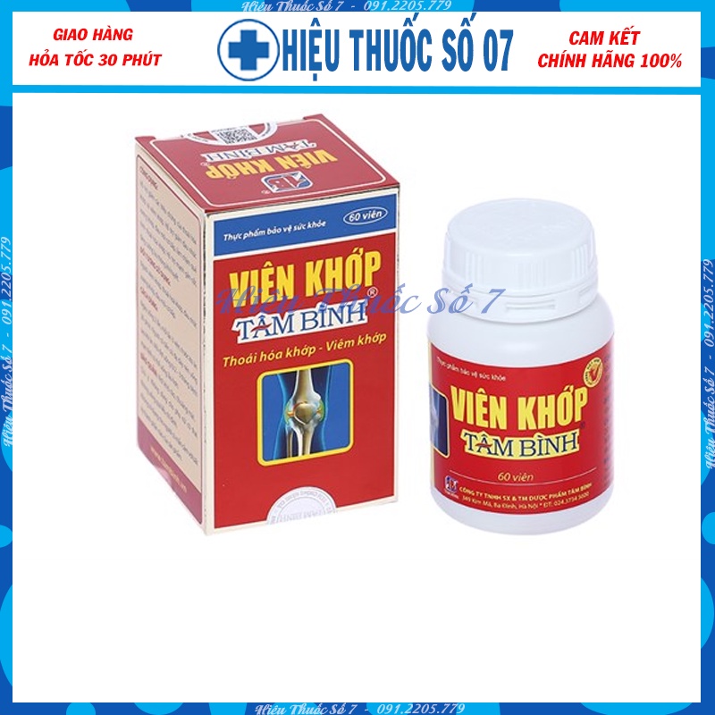 Viên Khớp Tâm Bình hỗ trợ giảm thoái hóa khớp hộp 60 Viên