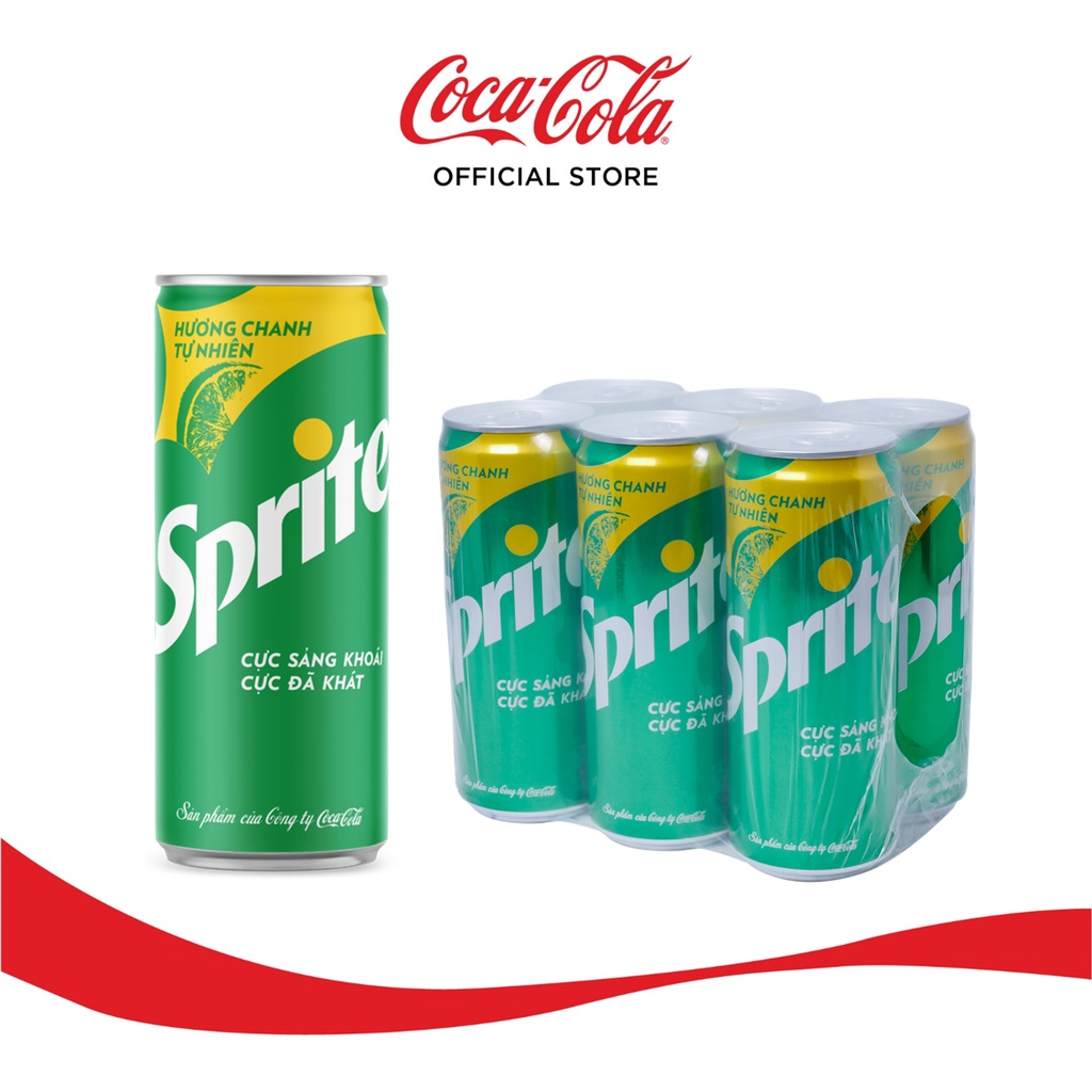 Lốc 6 Lon Nước Giải Khát Có Gas Sprite Lon 320ml