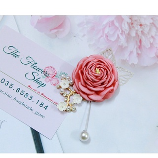 Hoa cài áo handmade phụ kiện, cài áo nam nữ hoa hồng nở mix cành hoa FULLBOX