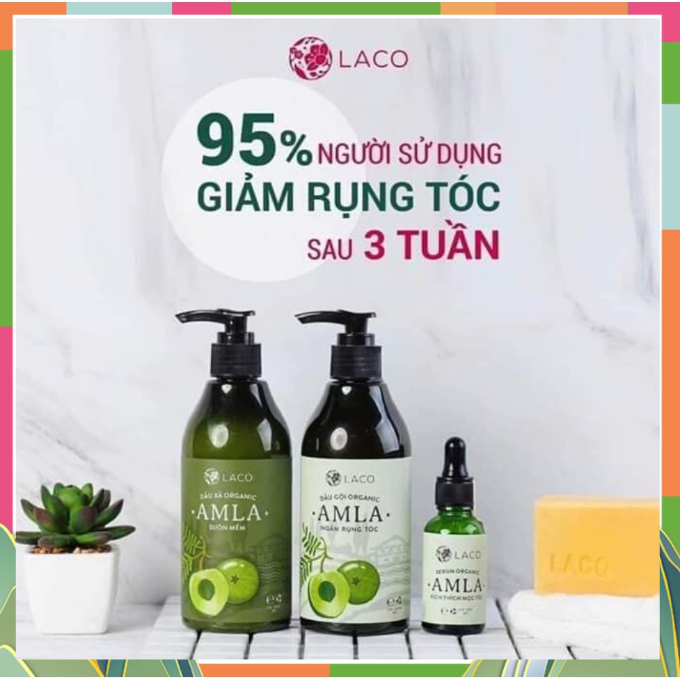 🌱[CHÍNH HÃNG]🌱 BỘ DẦU GỘI AMLA 3 SẢN PHẨM ORGANIC HỮU CƠ 100% - LACO