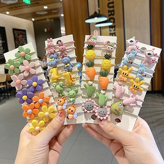 [ SIÊU CUTE - SIÊU DỄ THƯƠNG ] Vỉ 10 Dây Buộc Tóc Cho Bé Gái Hoạt Hình Đáng Yêu