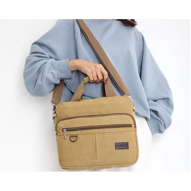 Túi đeo chéo nam size lớn vải bố canvas xách tay thời trang Hàn Quốc Túi đeo vai nữ Tuxa store