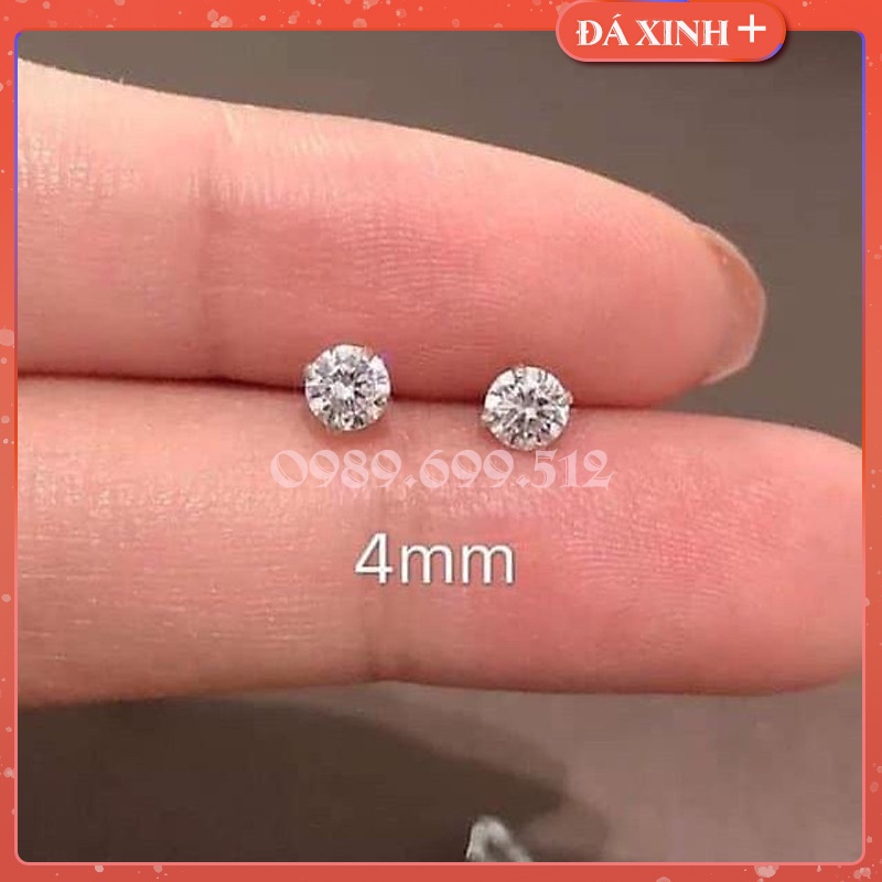 Khuyên Tai Đính Đá Kim Cương Nhân Tạo Sáng Đẹp