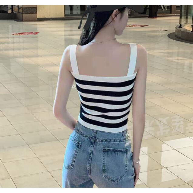 Áo Dệt Kim Sát Nách In Logo Chanel Thời Trang Mùa Hè Cho Nữ