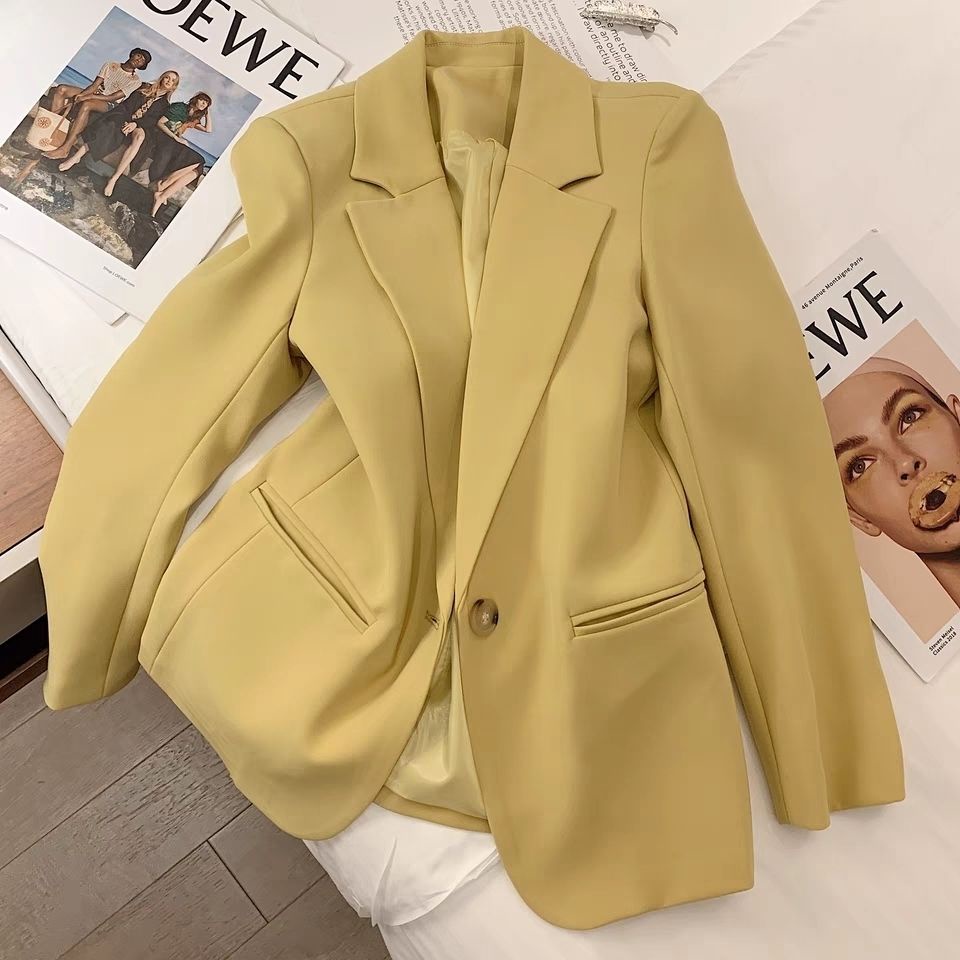 Áo Khoác Vest Cao Cấp Màu Vàng Phong Cách Anh Quốc Thời Trang Mùa Thu 2023 Mới