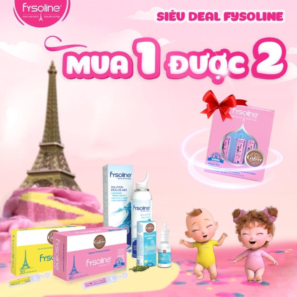 Fysoline Màu Vàng .Nước Muối Sinh Lý Pháp.Cho Bé Từ Sơ Sinh NGhẹ Mũi,Viêm Sổ Mũi,Rửa Mắt