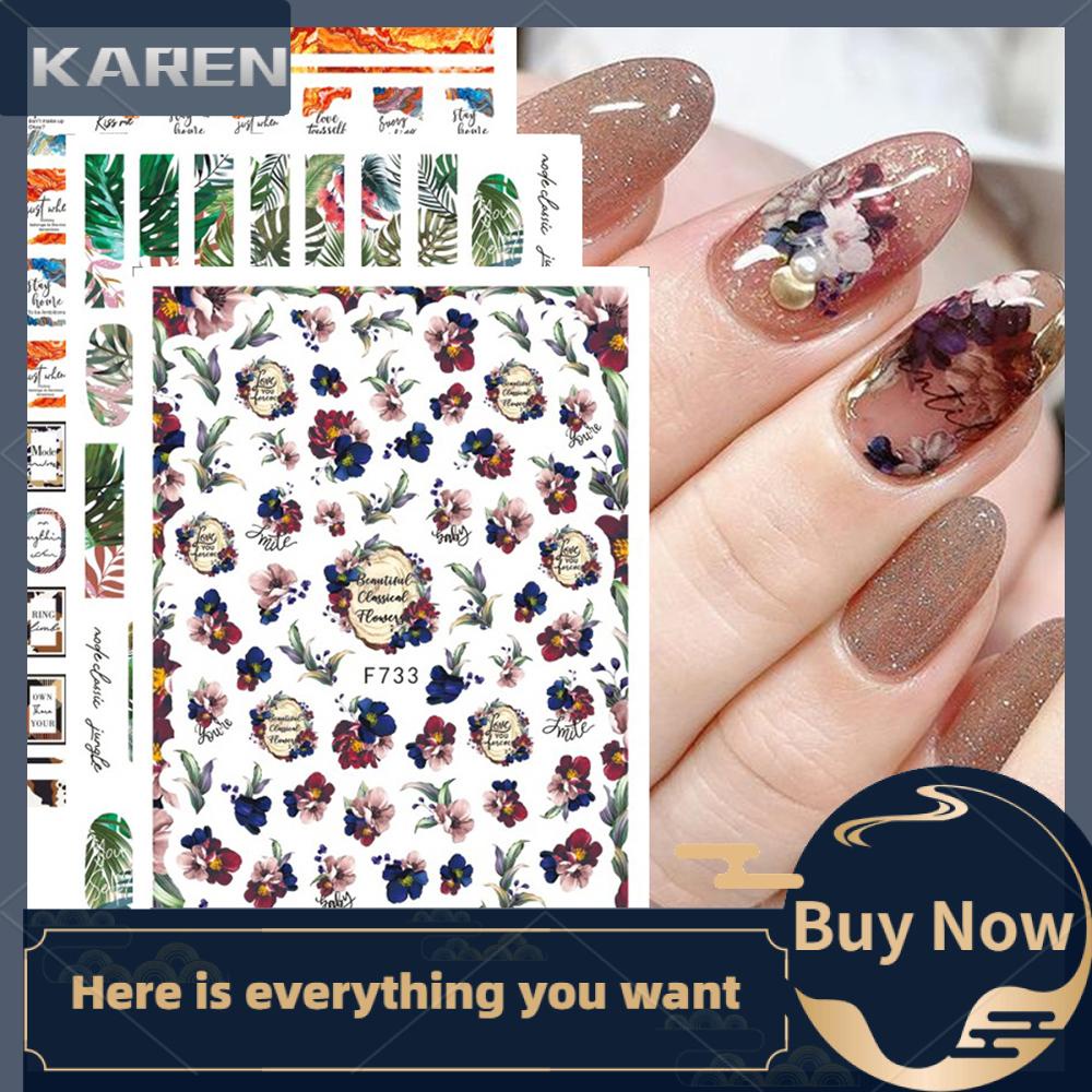 Miếng Dán Trang Trí Móng Tay 3D Hình Hoa Mùa Hè