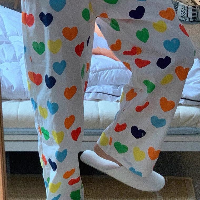 Quần Ngủ Liền Thân Dáng Rộng Họa Tiết Cầu Vồng Thời Trang Mùa Hè Cho Nữ