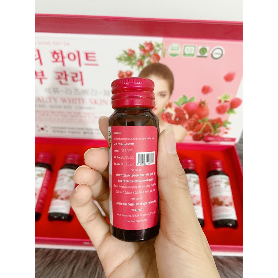 Nước uống đẹp da COLLAGEN BEAUTY WHITE SKIN CARE Lựu đỏ - Mâm Xôi -Cherry giúp giảm lão hóa da , hỗ trợ làm đẹp