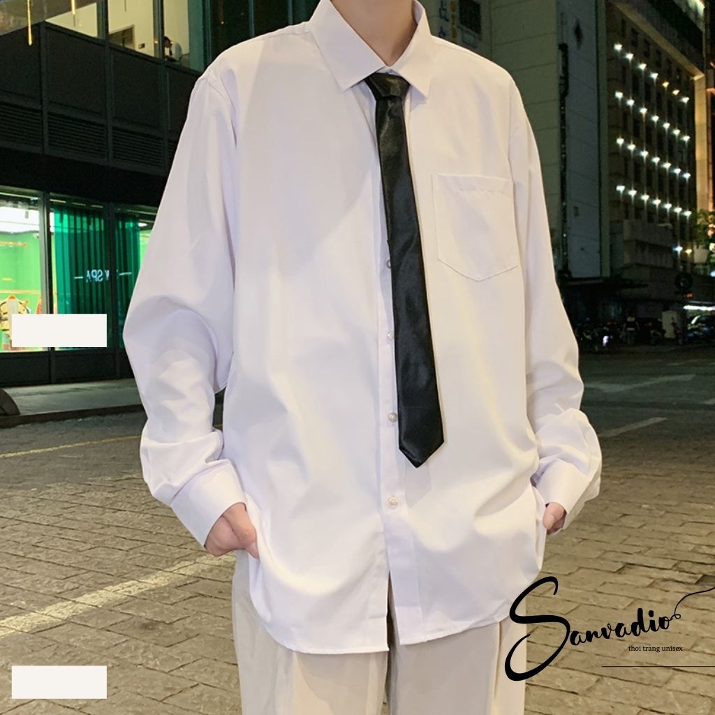 Áo sơ mi Mavota áo sơ mi trắng dài tay unisex form rộng Hàn Quốc ASM30