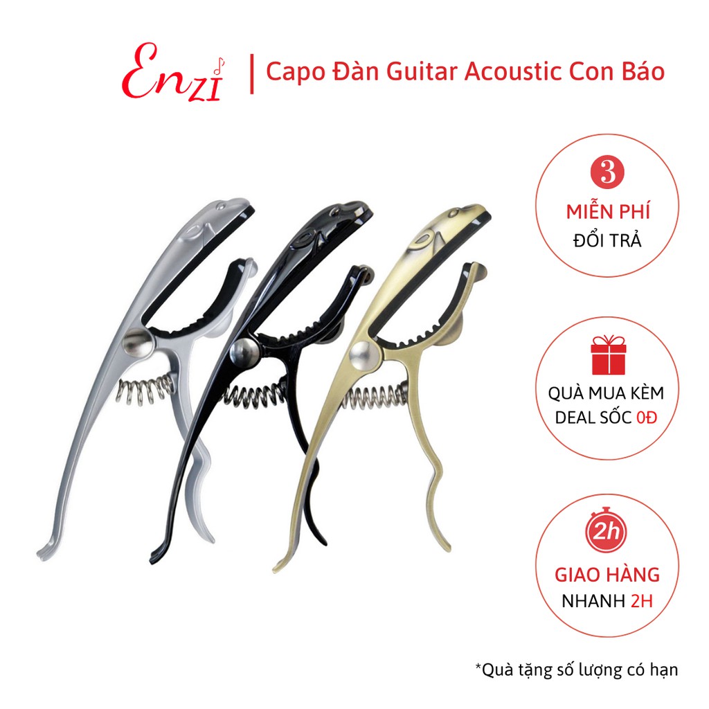 Capo guitar acoustic Con Báo màu bạc cao cấp dành cho đàn guitar dây sắt Enzi