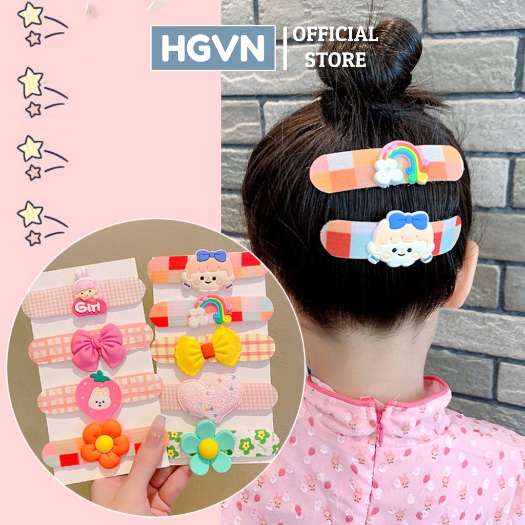Miếng Dán Tóc Tự Dính Cho Bé Gái Có Sticker Dễ Thương #KT58