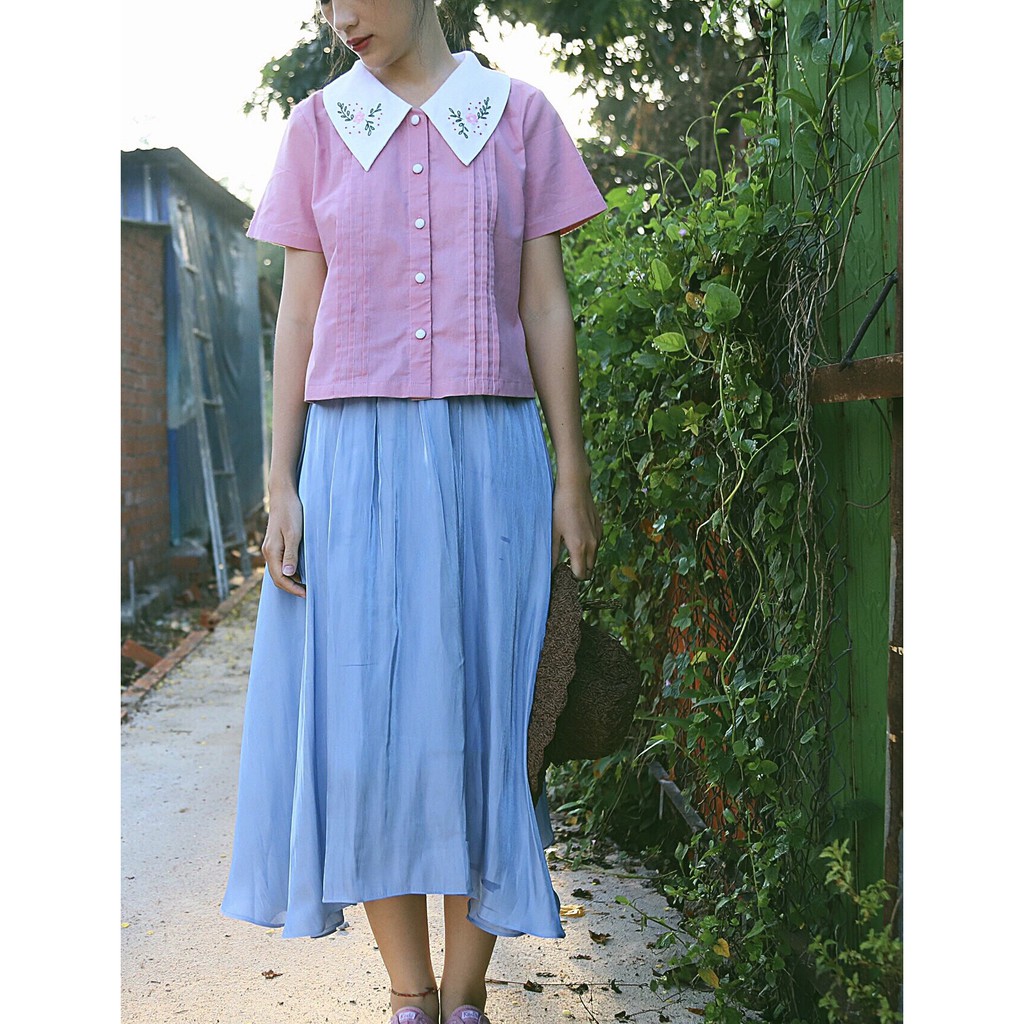 Jenny Le - Áo linen cổ bẻ thêu tay - Annie Top JL142 | BigBuy360 - bigbuy360.vn