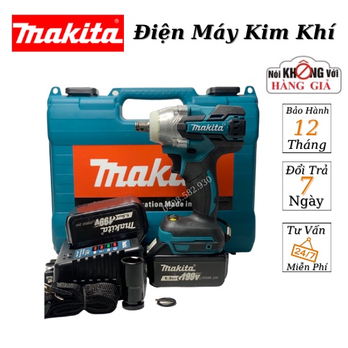 Máy siết bulong MAKITA dùng pin 199V Không chổi than cầm tay- Pin 10 Cell bắn vít mở ốc khoan tường , Pin khỏe