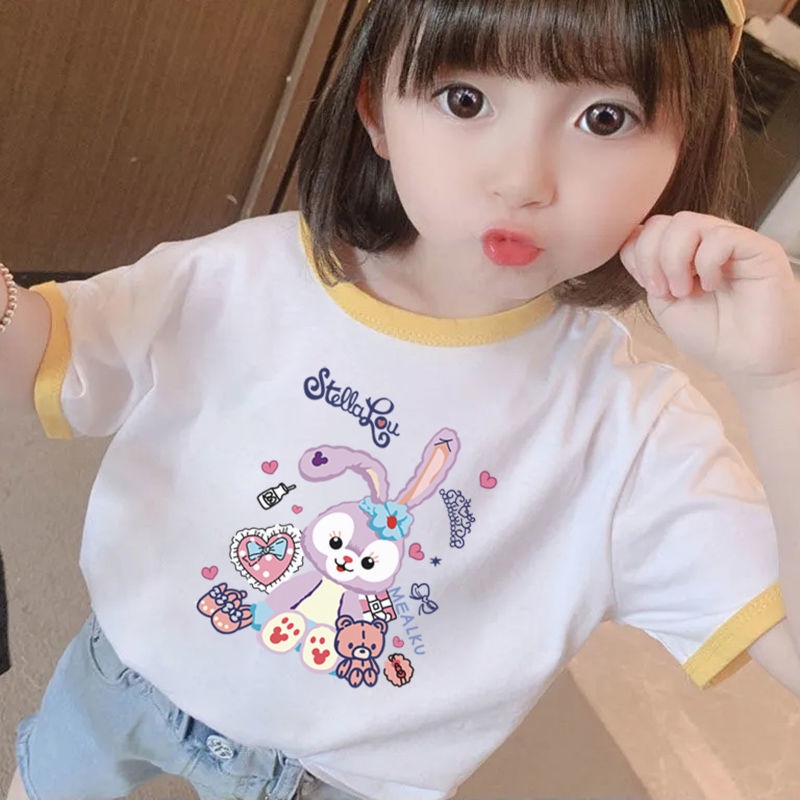 Cô Gái Bé Gái áo Thun Cô Gái Ngắn Tay Dễ Thương Siêu Dễ Thương Quần áo Sơ Sinh Nửa Tay Quần áo Trẻ Em