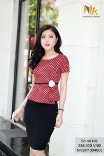 SƠ MI PEPLUM LỆCH CHẤM BI