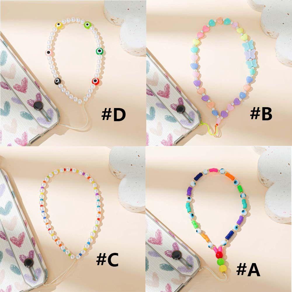Dây Đeo Điện Thoại Xâu Hạt Acrylic Chống Thất Lạc Hình Trái Tim Hoạt Hình Dễ Thương