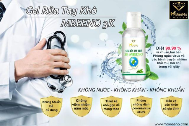 Gel rửa tay khô Mbeeno 60ml