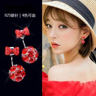hoa tai đỏ bạc 925