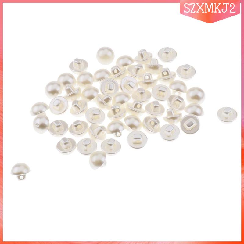 Set 50 Nút Ngọc Trai Nhân Tạo 2 Lỗ 10mm Dùng Trang Trí DIY