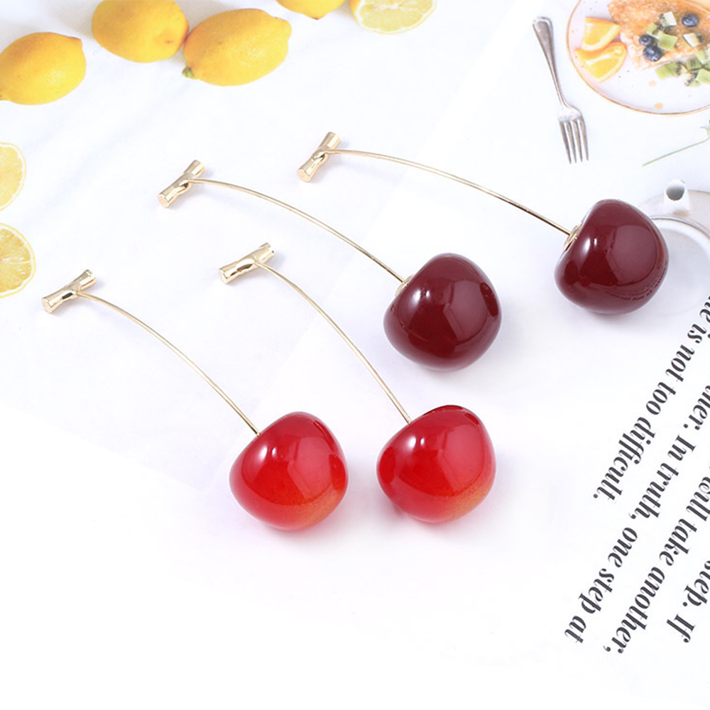 FORBETTER Women JoJos Bizarre Adventure Earrings Long Cherry Drop Earrings Anime Cosplay Earrings Heart Cherry Pierre Polnareff Men Kakyoin Noriaki Rohan Kishibe Ear Clip Earrings