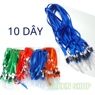 10 dây đeo thẻ móc nhựa màu Xanh Dương, Đỏ, Xanh Lá, Cam, Tím, Vàng, Hồng