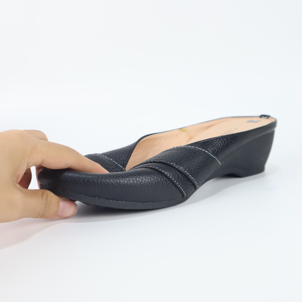 Dép sục nữ mũi vuông trendy phối khóa thời trang êm mềm đế cao 3cm tiện lợi đi chơi dạo phố Cillie 1026