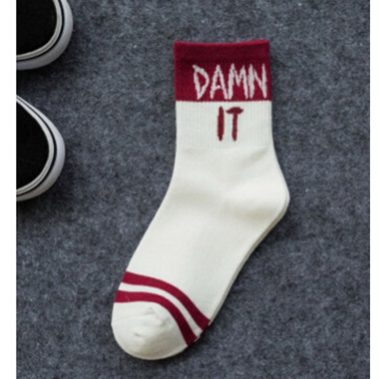 Đôi Vớ Bằng Vải Cotton Thoải Mái In Chữ Harajuku Sáng Tạo