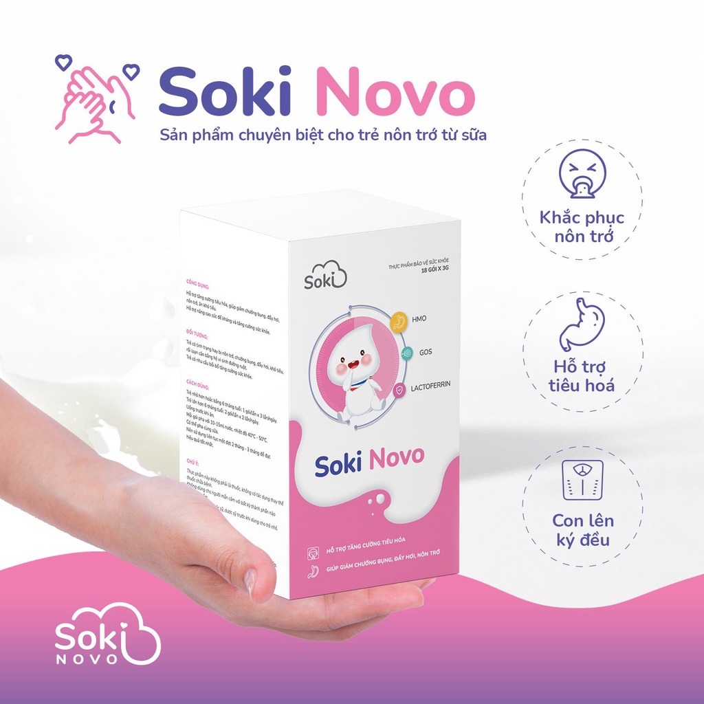 Sữa SOKI NOVO Khắc Phục Nôn Trớ, Đầy Hơi, Rối Loạn Tiêu Hóa Cho Trẻ Hộp 18 Gói