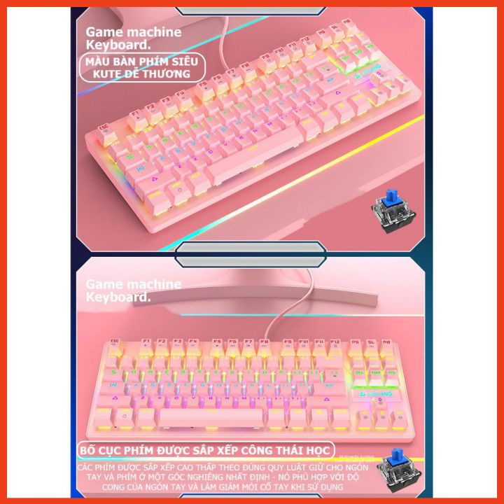 Bàn Phím Cơ Blue Switch Gaming LED RGB 10 Chế Độ, Bàn Phím Máy Tính K2 Có Dây Laptop