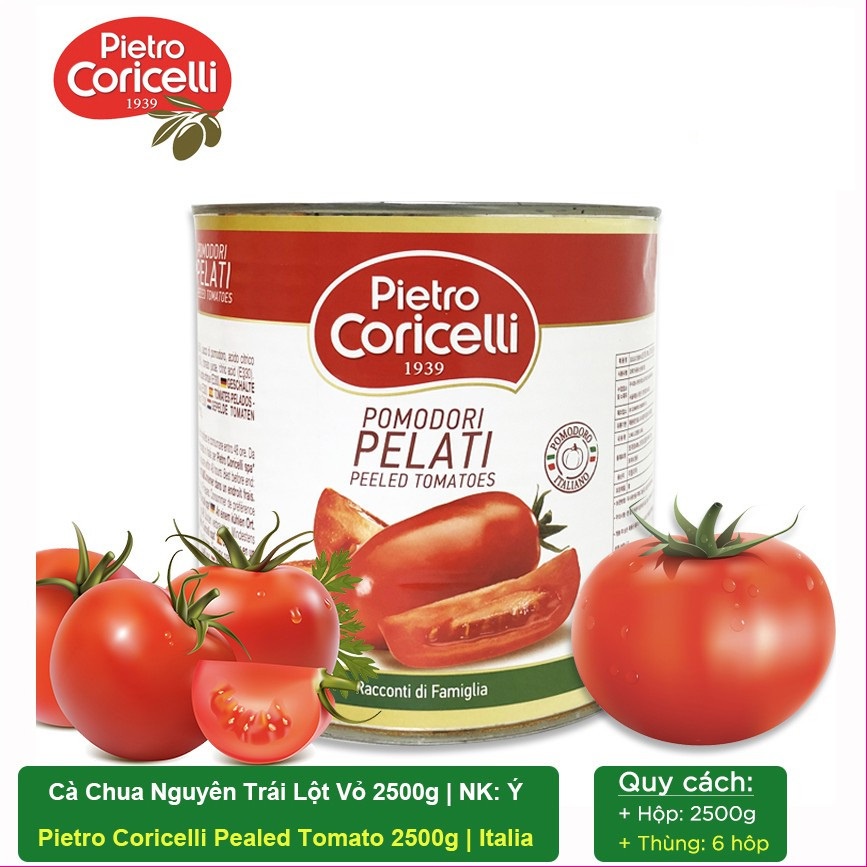 Sốt cà chua trái Pietro Coricelli Pomodori Pelati 2.5Kg