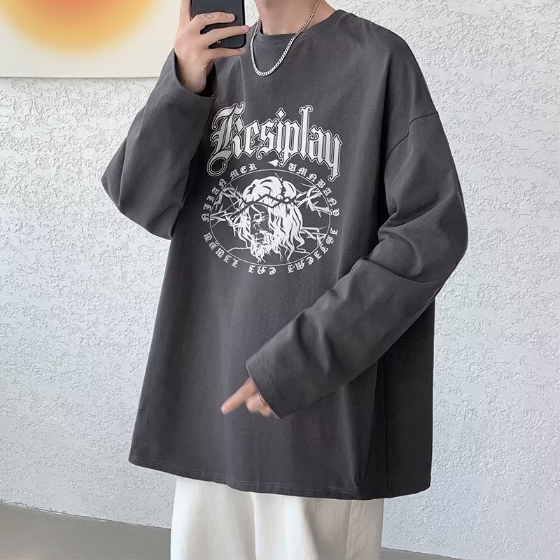 Áo Thun Tay Dài Dáng Rộng In Họa Tiết Hoạt Hình Phong Cách Hip Hop Nhật Bản Thời Trang Cho Nam Và Nữ size M-5XL