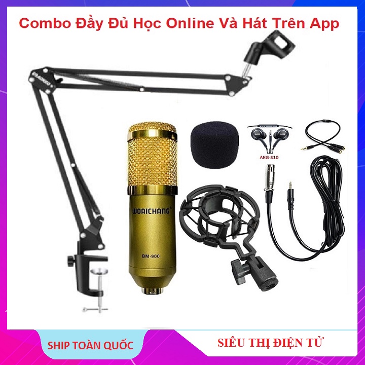 Micro Thu Âm BM-900, Chuyên Học Online, Học Zoom - Hát Karaoke Trên App -Tặng Tai Nghe AKG-S10 Tặng Dây Chia 2 Cổng