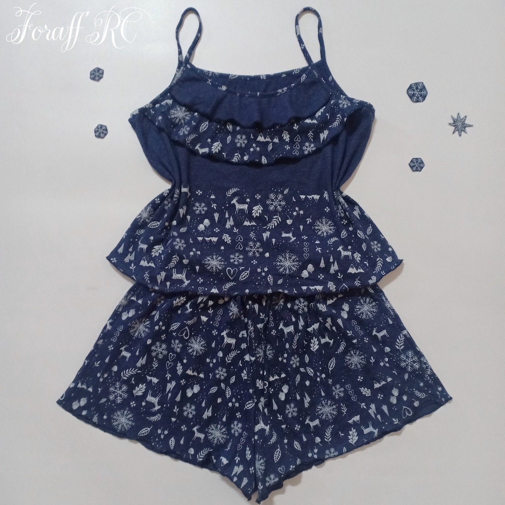 Đồ bộ ngủ hai dây RCB07, ngực nhún bèo 2 tầng, thun borip cotton 2c