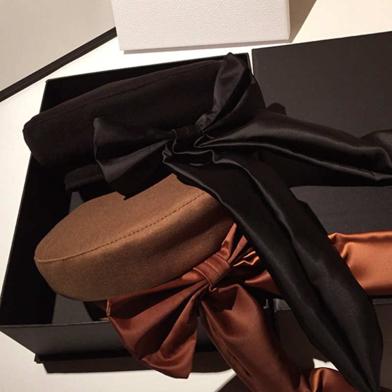 Mũ Beret Vải Cotton Phối Ruy Băng Thời Trang Pháp