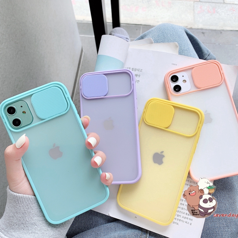 Sevenday - 8 Colors Macaron Push Pull Protection Lens Soft Silicone Case For iPhone 8plus 7plus 11 8 7 6 6s Plus X Xs SE 2020